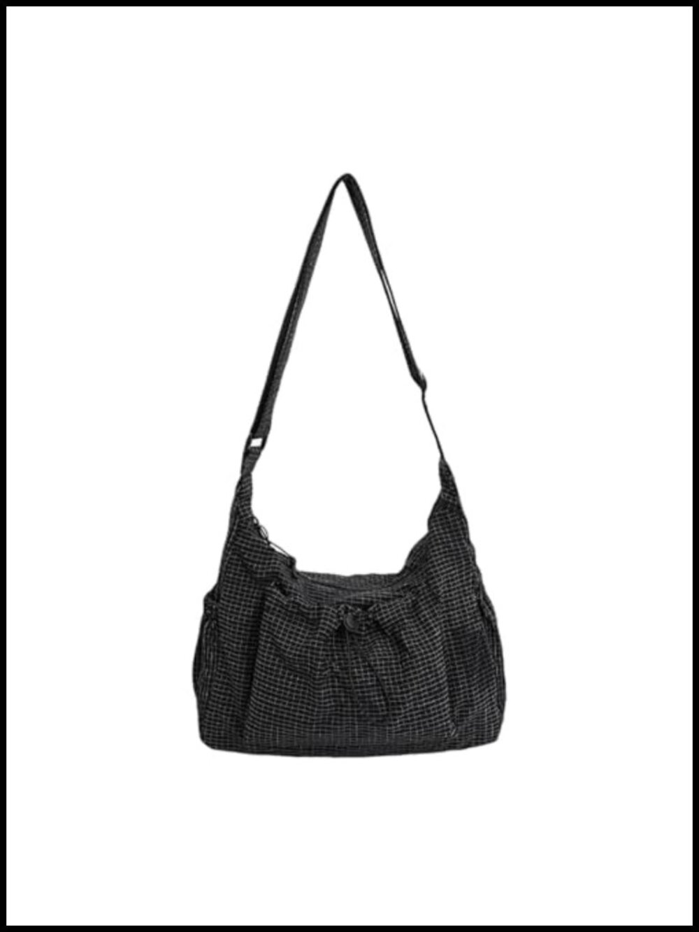 Nylon Hobo Bag Lightweight Plaid Crossbody Shoulder Handbag